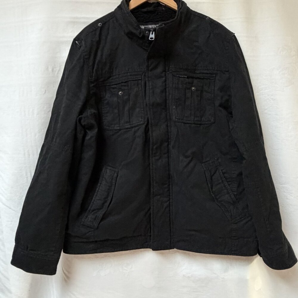 Levis Sherpa Lined Trucker Jacket Black Denim‎ Mens XL Black Winter Grunge Punk